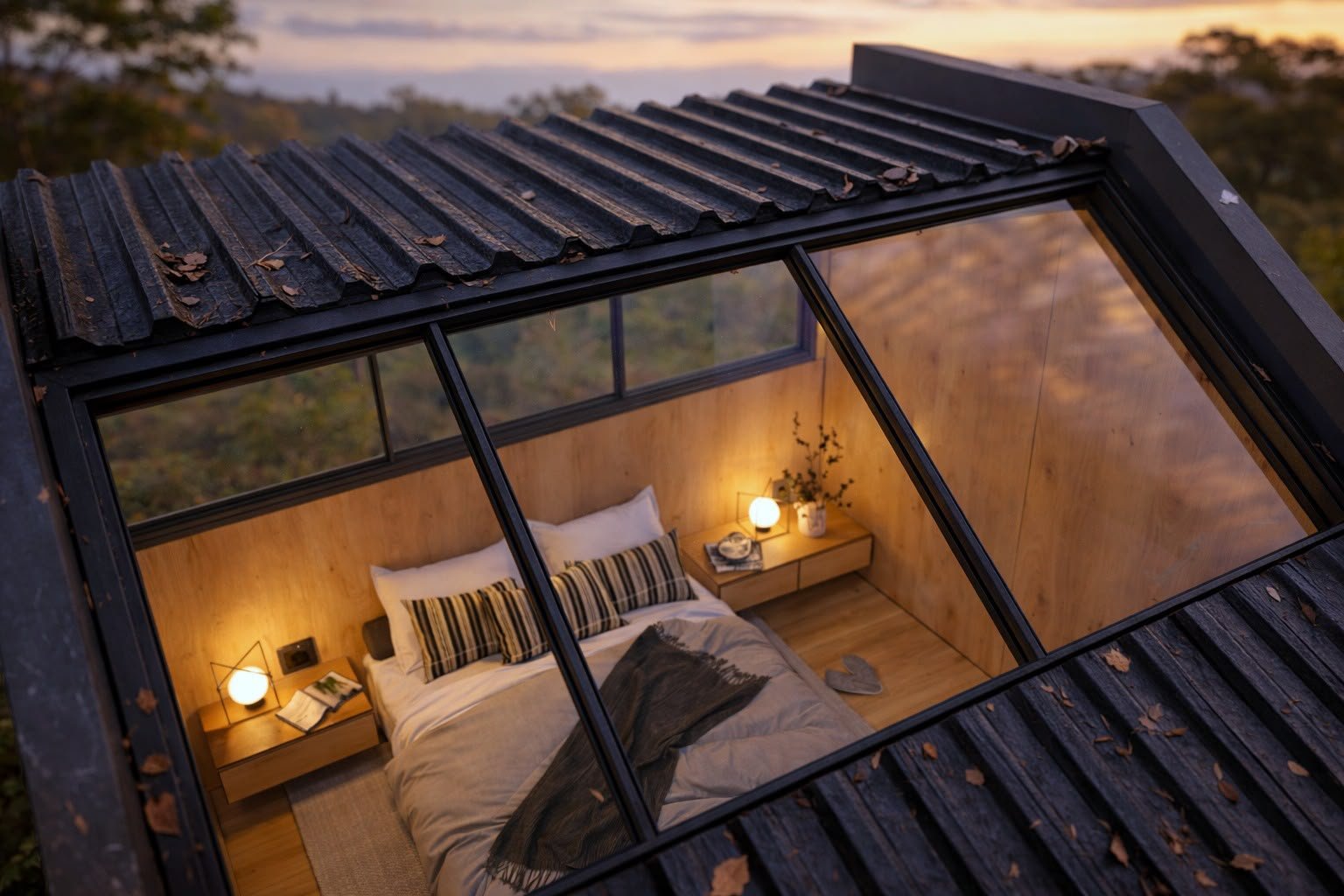 Cobertura vista de cima com ampla abertura para iluminação natural